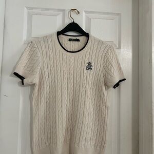 Ralph Lauren White Crewneck Cable Knit Sweater Sz L